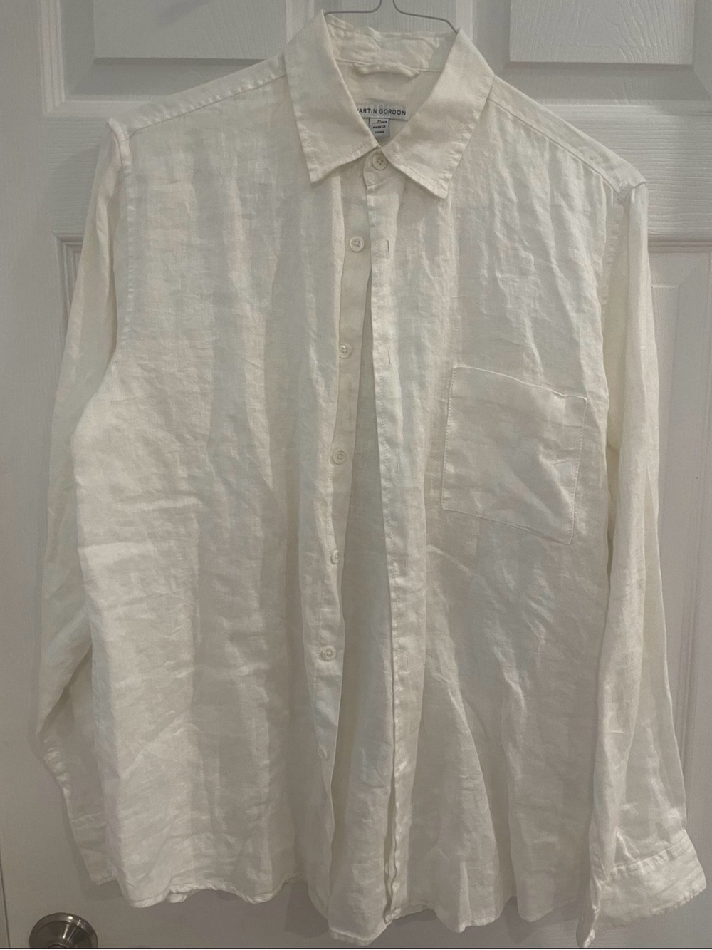 Martin Gordon White Linen Button-Up Shirt